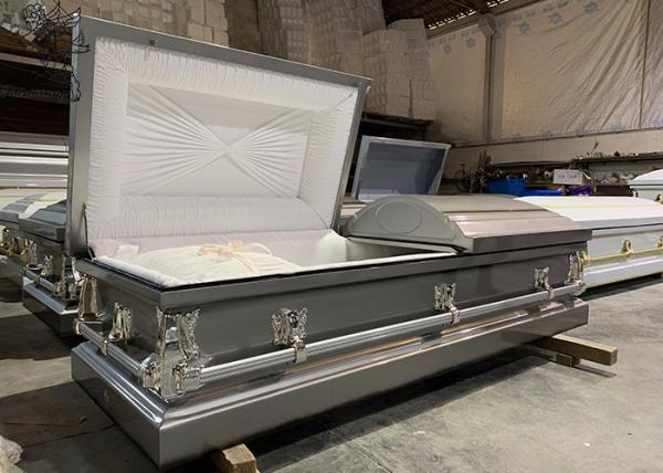 Metal Stainless Steel Casket Customizable Interior For Funeral Handle