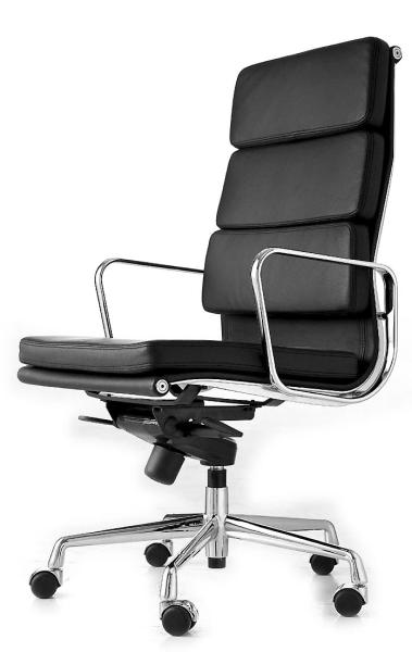 High Grade Aluminum Office Chair High Density Cattle Leather Back Material