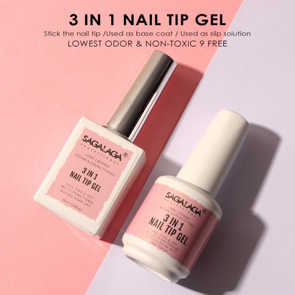 15ML Capacity Uv Led Soak Soft Solid Tips Fake Nail Glue Gel Press on Nails Glue 3 in 1 Nail Tip Adhesive Glue