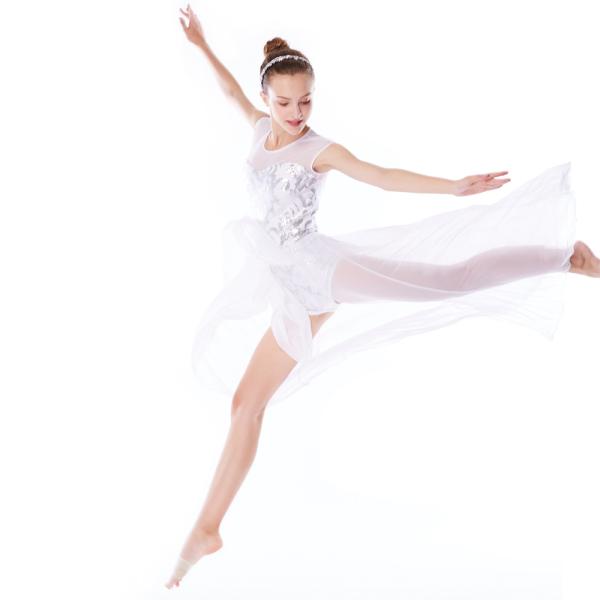 MiDee Best Sell Lyrical Dance Costumes Dresses Floral Sequins Leotard Cap Sleeves Leg Opening