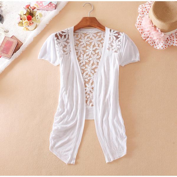 Outwear Cardigan Women Hallow Out Long Sleeve Single-breasted Button Knitted Sweater Crochet Blouse Tops