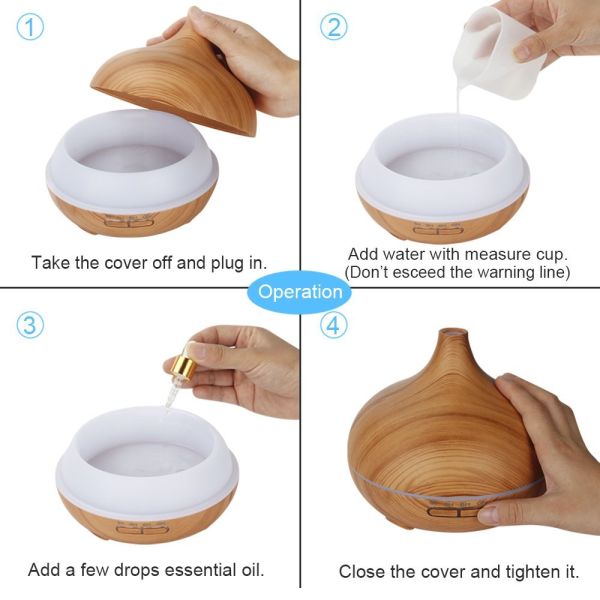 Best Selling 300ml Wood Diffuser Ultrasonic Aroma Humidifier Aroma Spray with Timer 7 Color LED Lights Changing