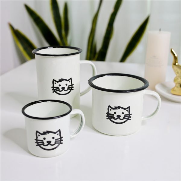 Enamel Coating Double Coating 12 Oz Coffee Mug Custom Style White Camping Enamel Cup Excellent for Custom Logo Printing