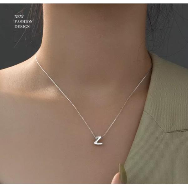 Jeux de mode minimalistes 925 Sterling Silver Simple Collier 26 Lettres Alphabétiques Colliers Pour Femmes