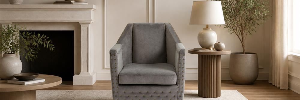 Vintage Nailhead Velvet Accent Chair, Single Seat – CYC-044
