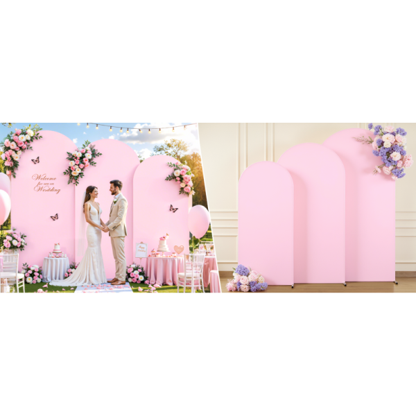 Pale Pink Arch Covers 3 Piece,Spandex Arch Backdrop Cover for Wedding、 Baby Shower 、Birthday Party