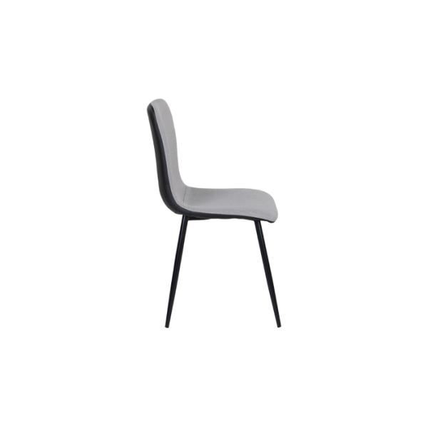 Four Tapered Metal Legs Grey Side Chair With Polyurethane Upholstered