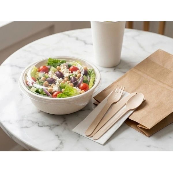 30oz Compostable Bagasse Salad Bowl Heavy Duty For Soup Poke Custom