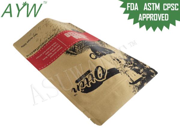 Durable Biodegradable Stand Up Pouches With Zipper , Resealable Kraft Paper Bags For Raw Drip Coffee
