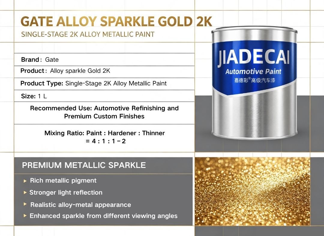 Gate Alloy Sparkle Gold 2K Automotive Metallic Topcoat Paint For Car Motorcycle Wheel Metal Surface 1L
