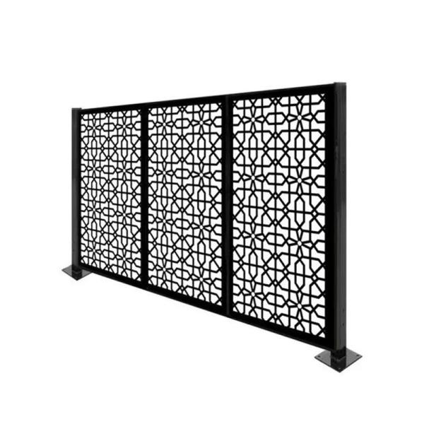 Fashion Black Aluminum Privacy Fence Panels Laser Cutting Metal Modern