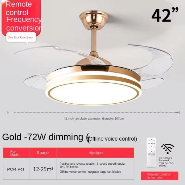 2025 Modern LED Ceiling Fan Light for Home and Restaurant Bluetooth Mute Simple Invisible Iron Chandelier 220V