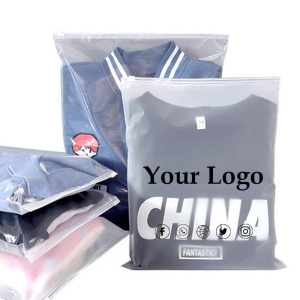 Customized White Matte Frosted Peva Zipper Slider Plastic Bags Waterproof With Your Logo For Clothing Hoodies Packaging