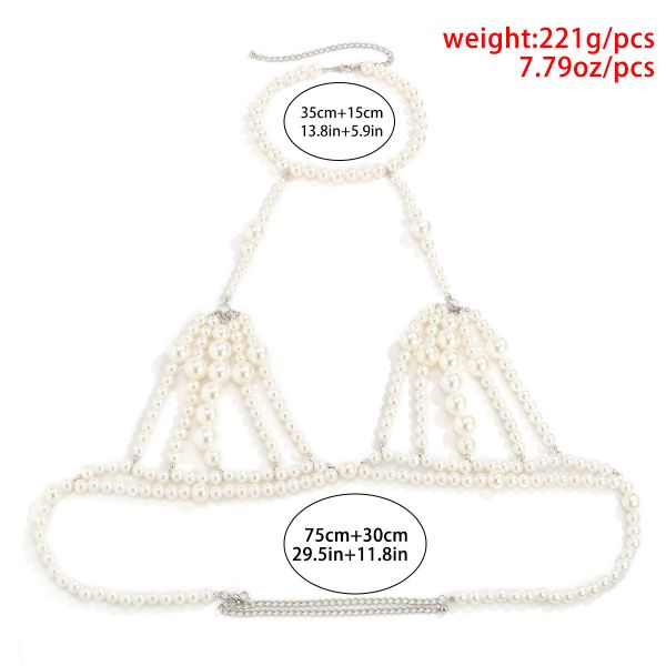 European and American Body Chain Bikini Size Bead Chain Waist Chain Wholesale Price Multi-layer Imitation Pearl Simple Sexy
