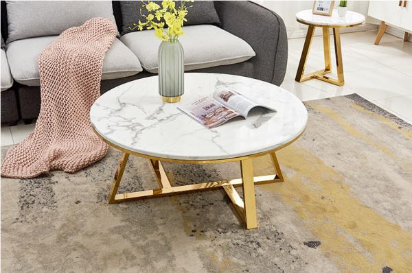 Hot selling Round Center Table Stainless Steel Base Marble Top Coffee Tape Side Table