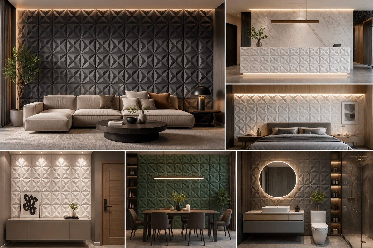 Stylish PU Decorative Wall Panel Geometrical Component Cladding Molding For Feature Wall