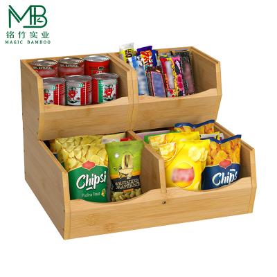 4-piece Bamboo Multi-layer Vegetable Storage Box For Kitchen