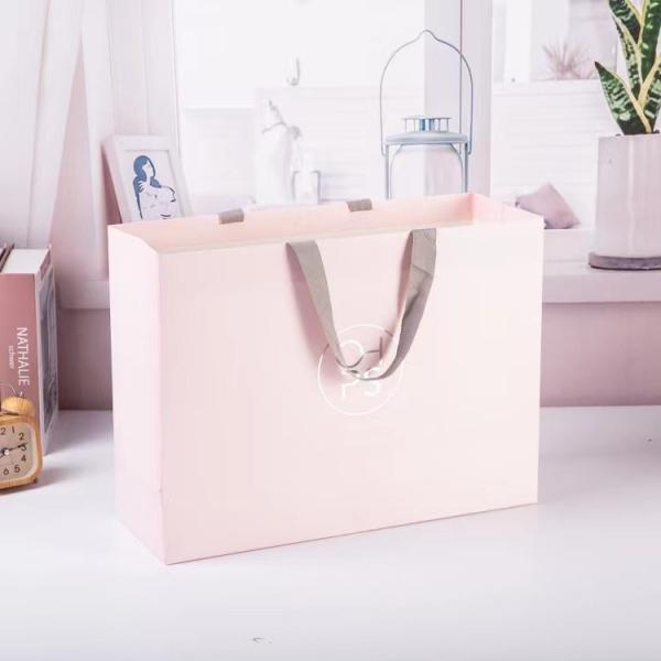 28.5*8*40cm Pink Paper Bags Custom Logo