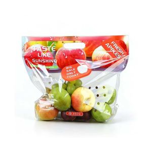 Anti Fog Vented Produce Bags High Clarity Fresh Fruit Bags Die Cut Handle