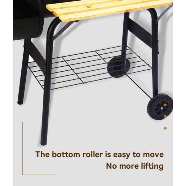 Chrome Plated Customizable Trolley Double Oven Drawer Charcoal Pellet Rotisserie BBQ Grill
