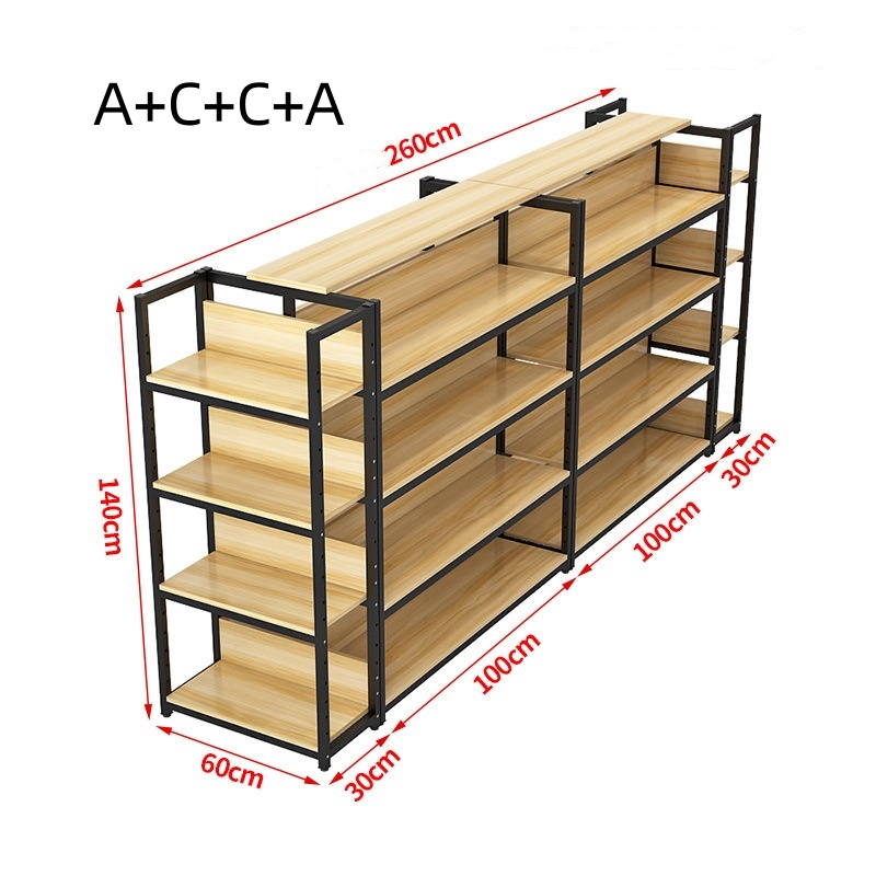 4-Layer Adjustable Supermarket Shelves Black Painted Metal Retail Racks with Mobile Heavy Duty for Tools Garage Food Storage