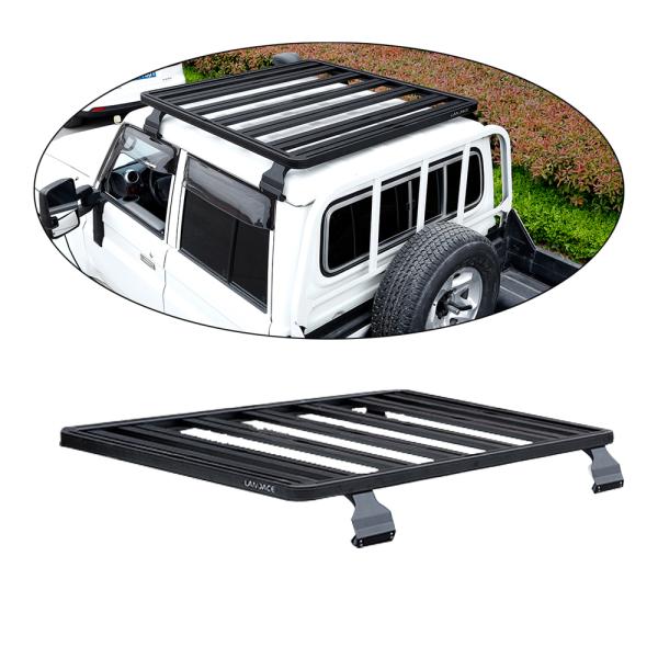 Black Powder Coat Aluminium Alloy Universal Roof Rack with Mounting Gutter For Toyota LC79
