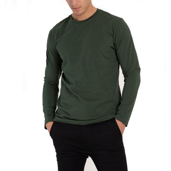 High Quality Blank Plain 100% Cotton Long Sleeve Men T Shirt with Embroidery Printing Design Logo
