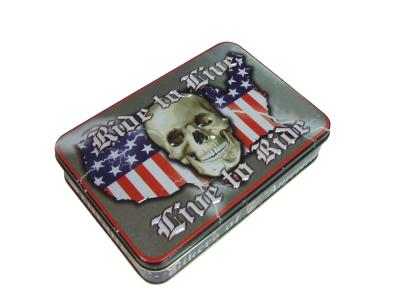 Latas de lata impressas mapa do metal dos EUA da forma do crânio que gravam a linha desenrolada