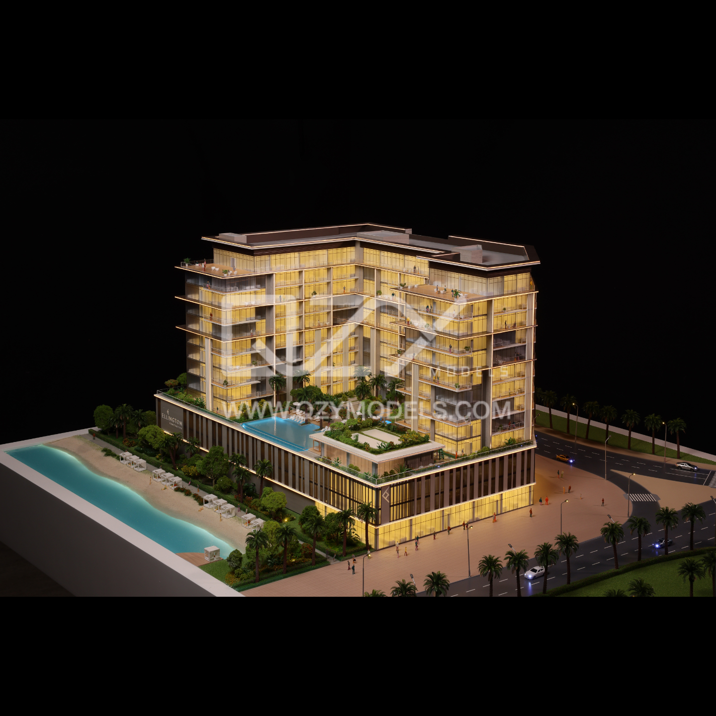 1:100 Scale Architectural Model with Full Lighting and Laser Cutting for Dubai Ellington Properties Project
