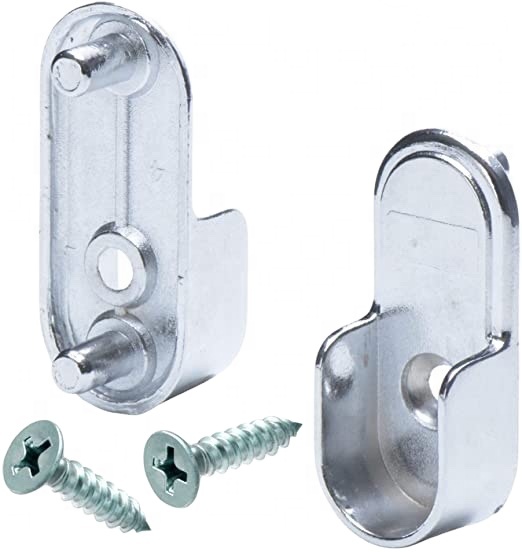 Closet Rod End Support Flange 16mm Nickel Plated Oval Cabinet Wardrobe Rail Bracket