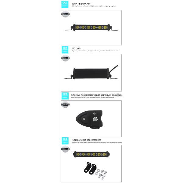 LKT 18W Off Road Roof Single Row Led Light Bar IP67 Waterproof