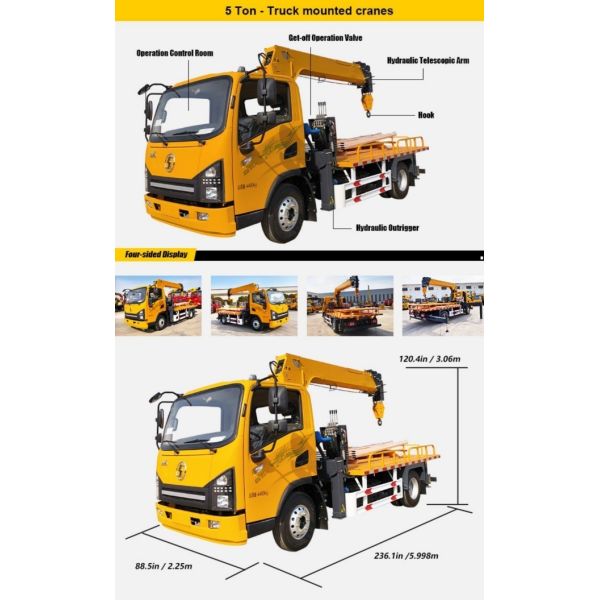 5tons Electric Knuckle Boom Xcmg Howo Used Mobile Wrecker Mounted Crane Truck