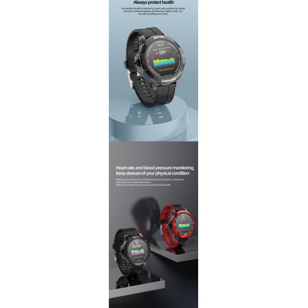 Eraysun 2 in 1 Bt Call Function Smartwatch Pressure Smart Watch With Earbuds Bracelet Tws Earbuds