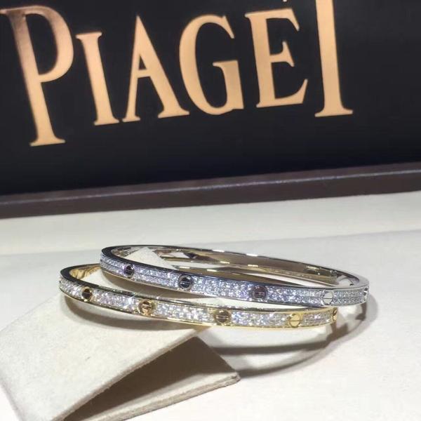 Ouro branco Diamond Bracelet das mulheres, bracelete do amor do ouro 18K com pedra preciosa