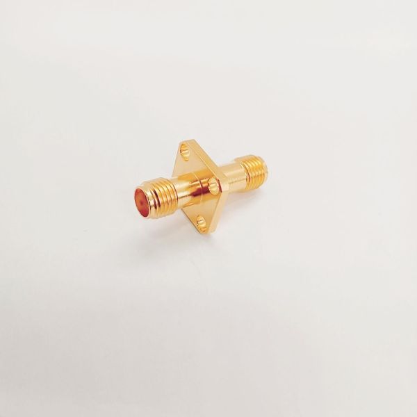 4 Holes Flange RF Adapter SMA Female to Female DC-18GHz Gold-Plated Brass