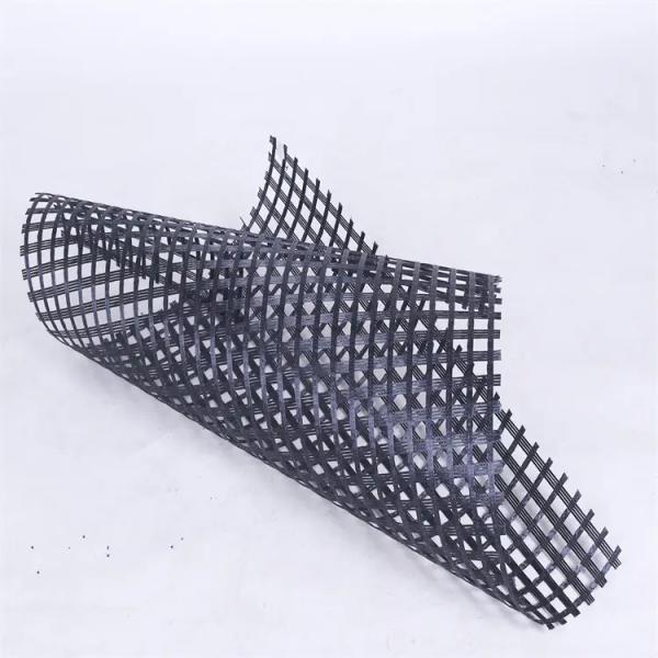 200 - 50 Kn/M PVC Coating Polyester Geogrid  PET Uniaxial Reinforced Soil  Retaining Wall  Expressway