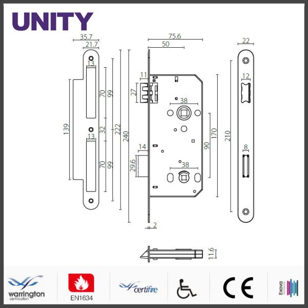 Fire Test Mortice Door Lock Anti-thrust Nightlatch CE Marking Satin Stainless Steel