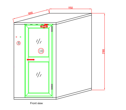 Small Cleanroom Air Shower Width 1150mm ,  Air Shower Tunnel With Automatical Blowing