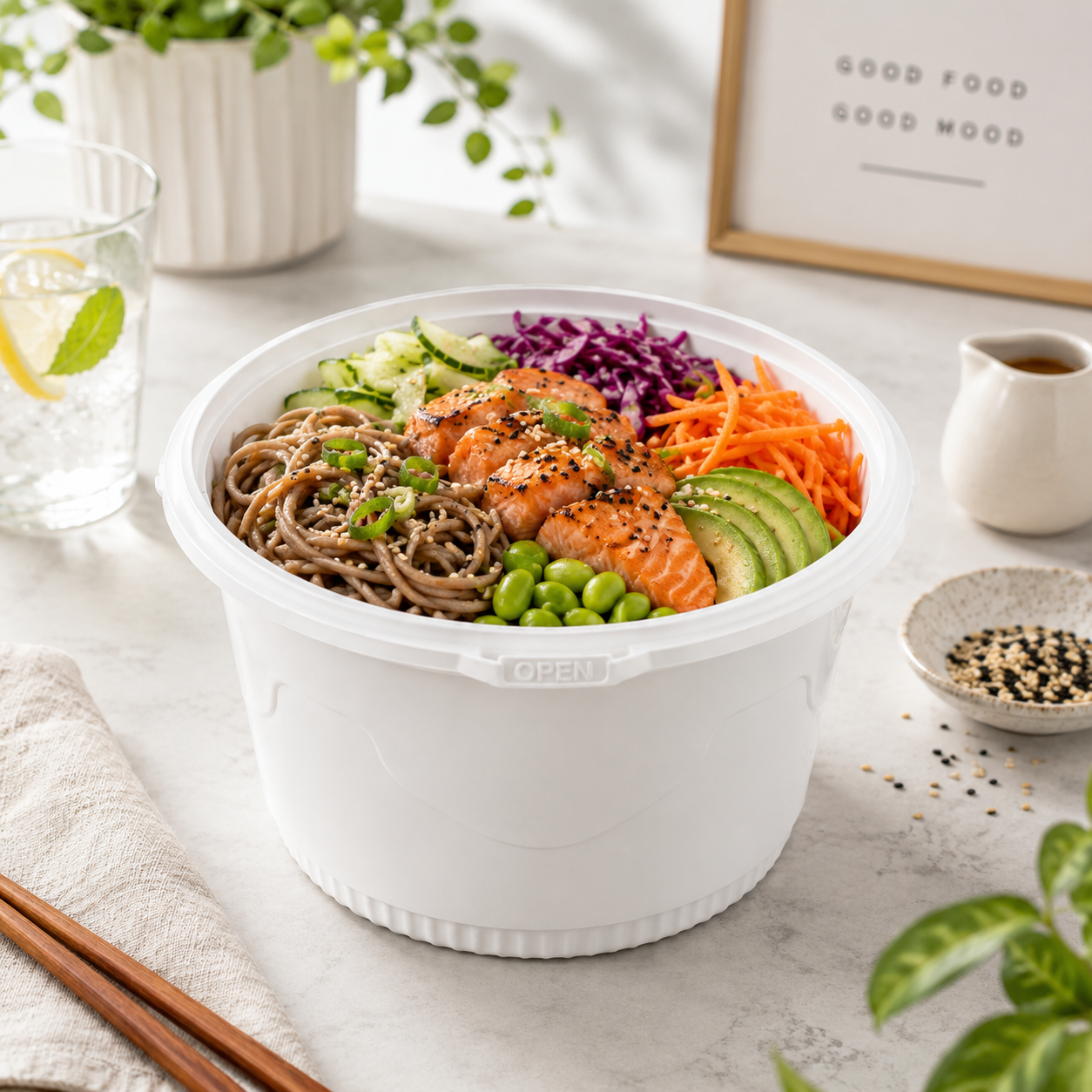 1780ml Tall PP Disposable Soup Container Bulk Tamper Evident Lid Color Options