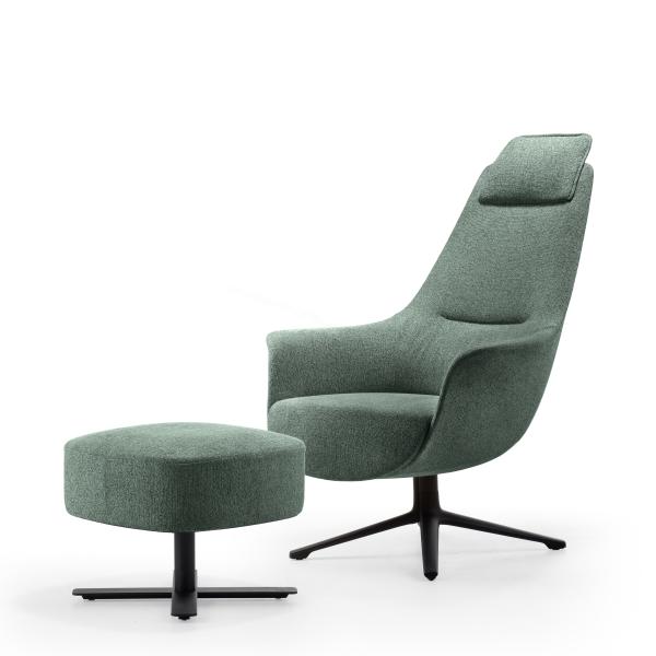 Soft Fabric Supreme Visitor Chair Luxury Office Reclining Chair With Matching Ottoman