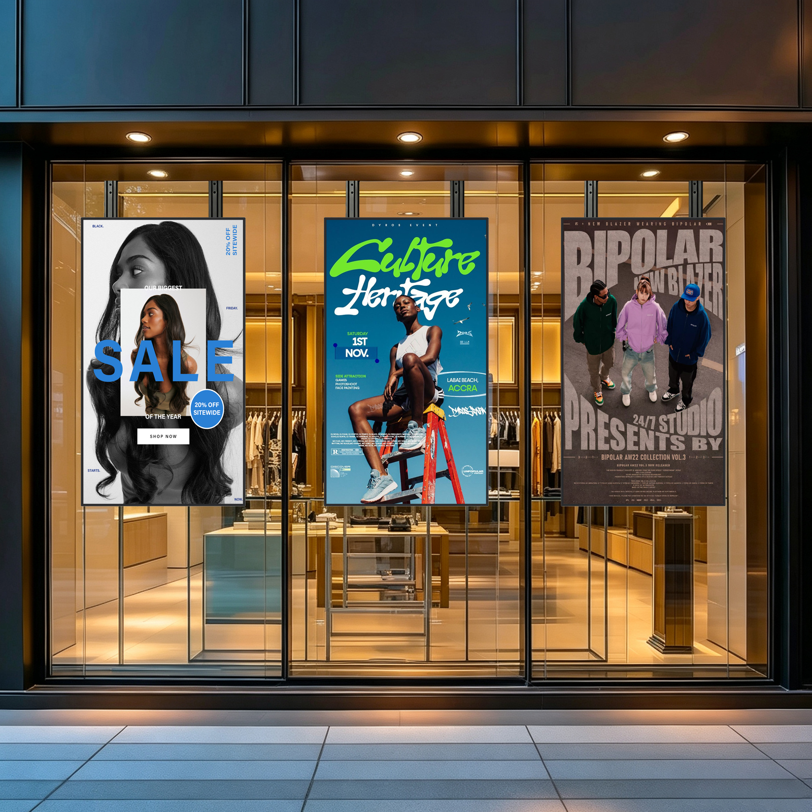 Shop Mall 2500 Nit Advertising Digital Signage Facing Window LCD Screen Display