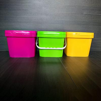 Customizable Printing Square Plastic Bucket With Lid And Handle Durability Square Pail 5 Gallon