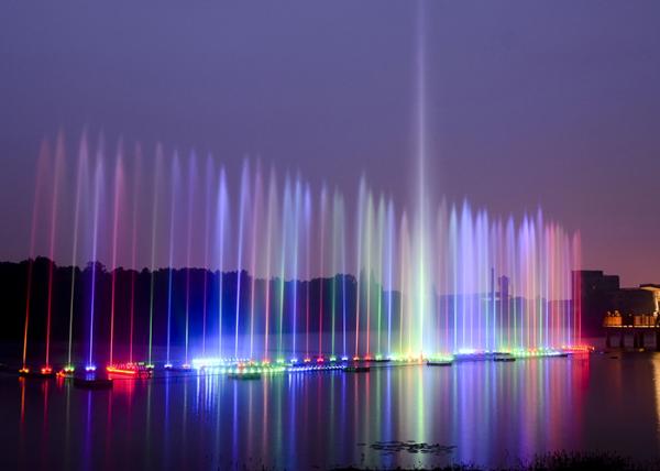 Multi Colored Water Fountain , RGB Led Light Water Feature Large Scale