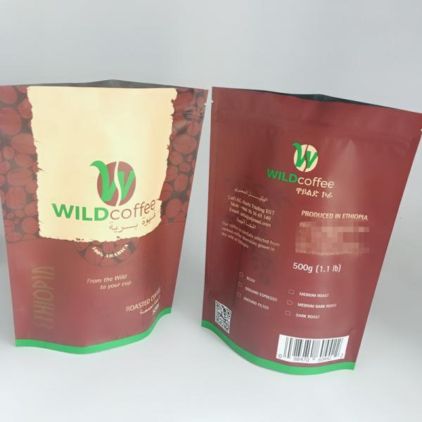 Matte Black Metallic Foil Pouch Stand Up 2 Oz Coffee Bags With Zipper / Valve