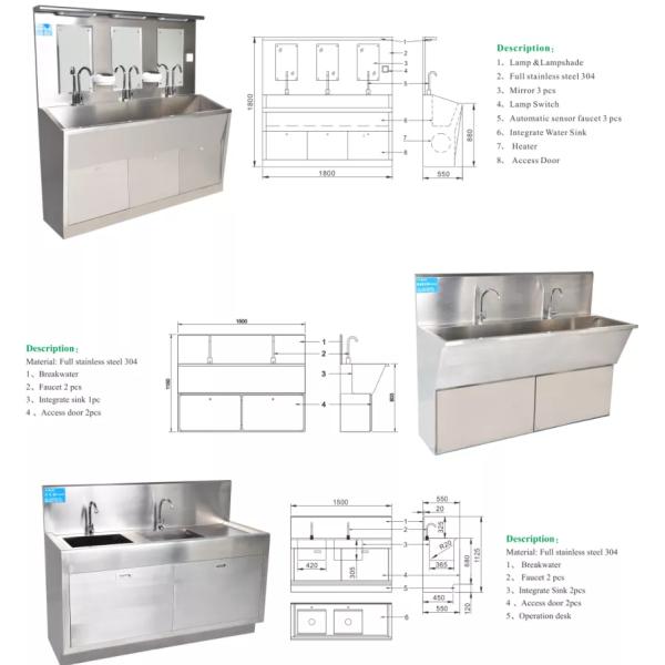Нержавеющая сталь 304 больничный скраб раковина для ног Операционное мытье рук для хирургической комнаты