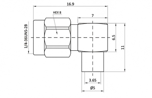 SMA-JWB3 DC-6GHz Gold Plated Brass Right Angle SMA Connector for RF Coaxial Applications