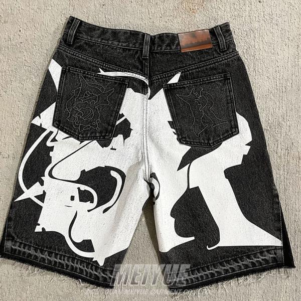 Embroidery de aplicación a medida hombre de pantalones cortos de denim con sombrero de polvo cortos de denim antistáticos