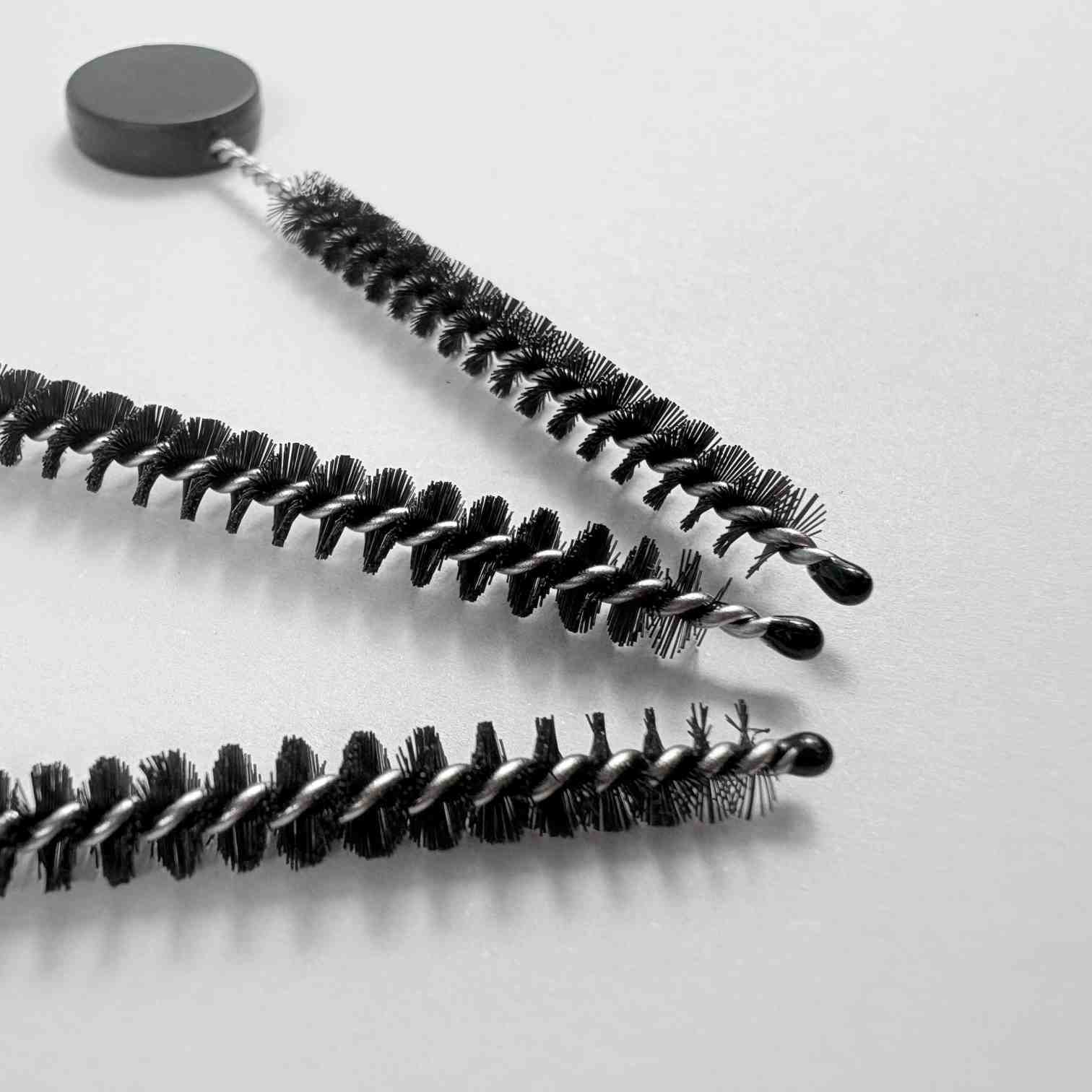 Precision Nozzle Tube Brush With Stop Disc Nylon Bristle and Twisted Stainless Steel Wire Core for Small Tube Internal Cleaning