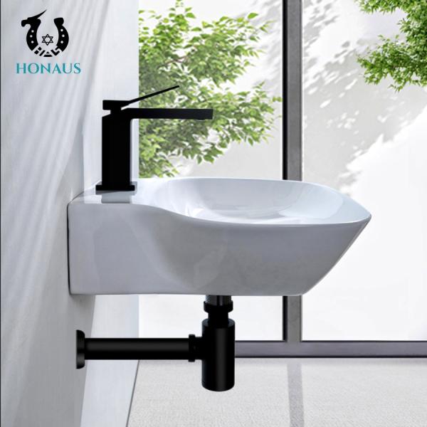Modern Streamlined Surfaces Bathroom Wall Hung Bain Sink Hand Wash Wall Mounted