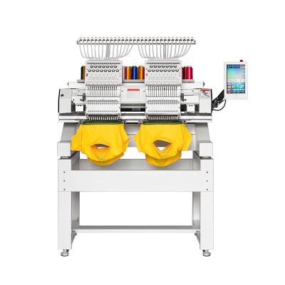 Two 2 Head T Shirt And Hat Embroidery Machine 15 Needles Commercial